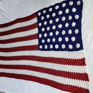Handmade Crochet American Flag Blanket 40/70